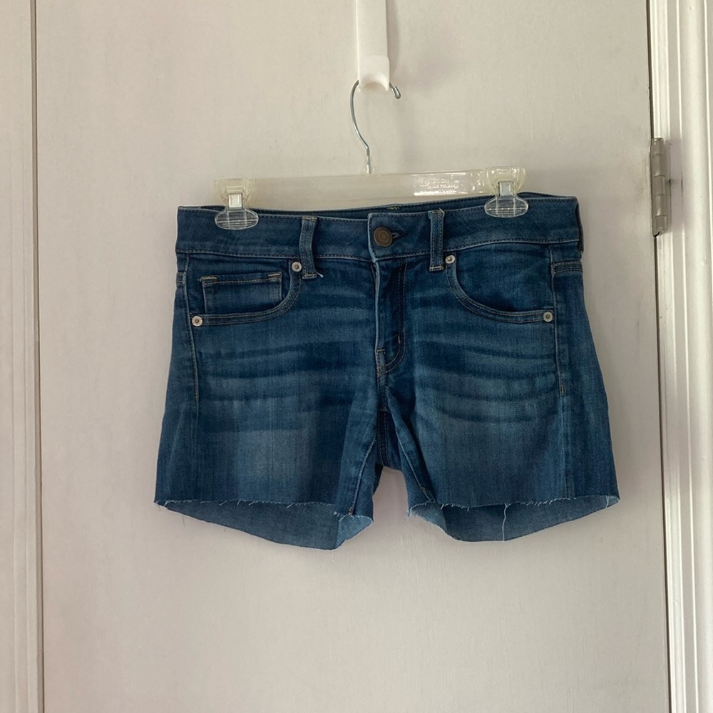 American Eagle Outfitters Super-stretch Blue Jean Short Cutoffs
